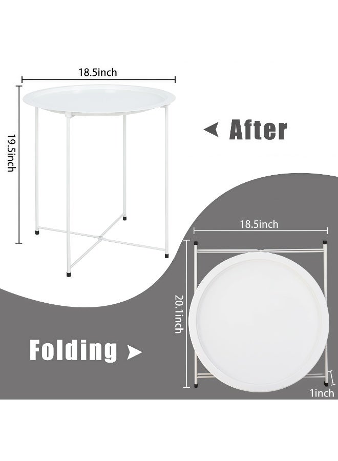 بلومنغ تايم طاولة جانبية معدنية قابلة للطي للاستخدام الخارجي - طاولة جانبية محمولة للفناء والشرفة، طاولة صينية قابلة للطي مقاومة للعوامل الجوية، مثالية للاستخدام الخارجي، والاسترخاء في الأماكن المغلقة، والتخييم، وحمامات السباحة - Image 4